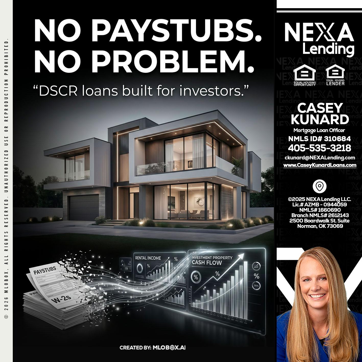 no paystub - Casey Kunard -Mortgage Loan Officer