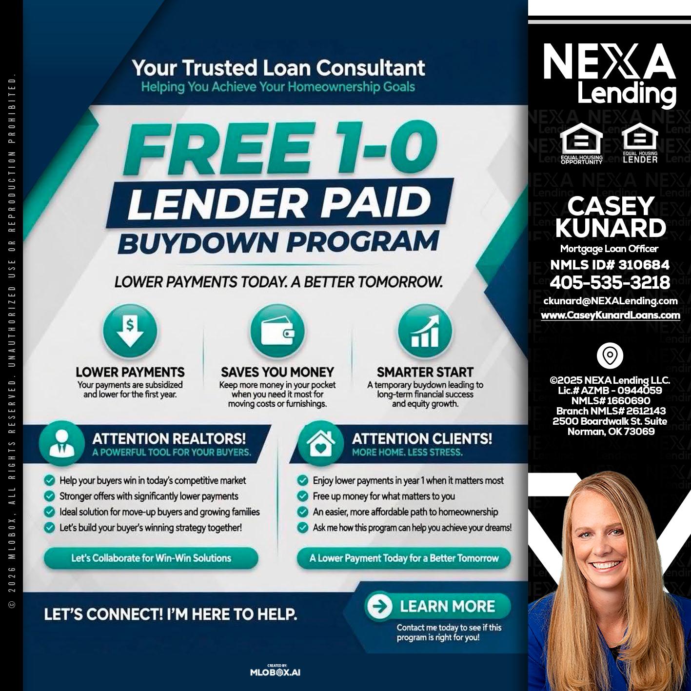 FREE 1-0 - Casey Kunard -Mortgage Loan Officer
