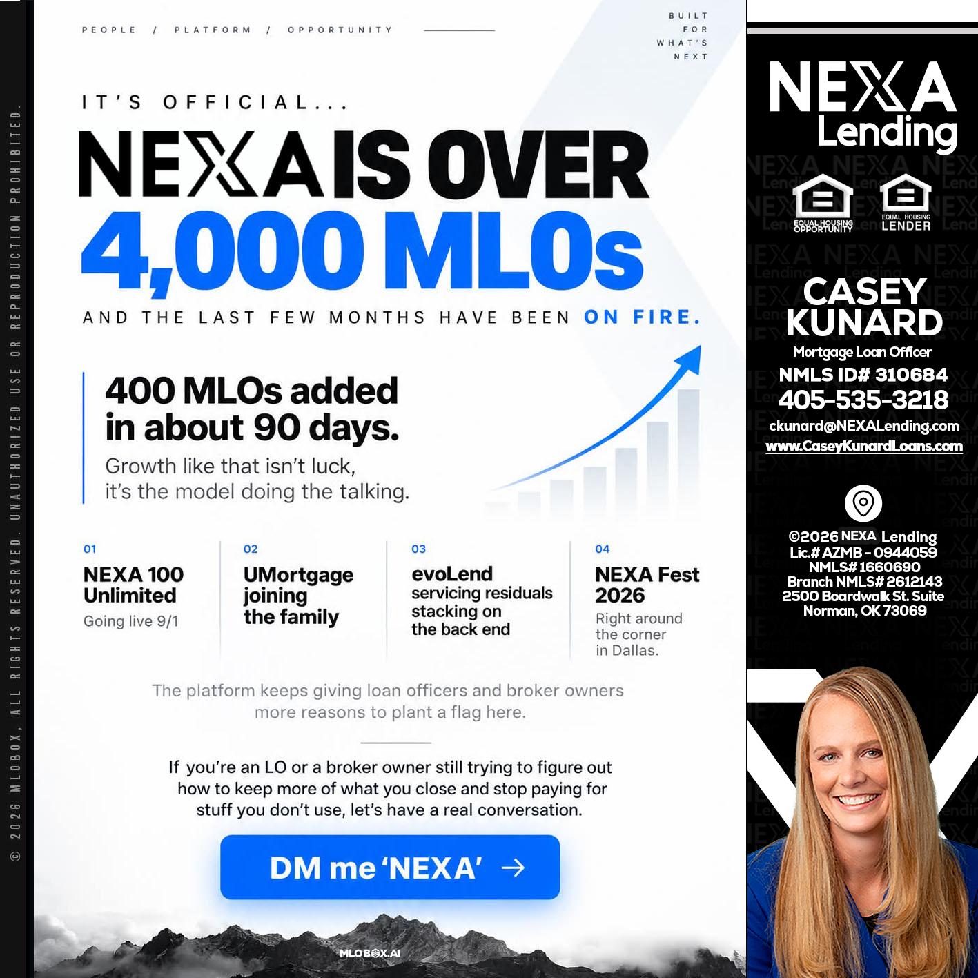 NEXA IS OVER 4000 MLOs - Casey Kunard -Mortgage Loan Officer